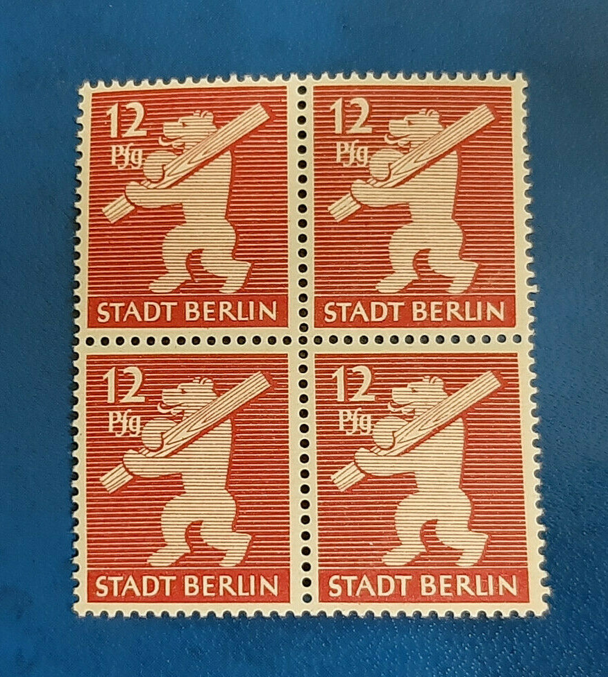 Germany Stamps Allied Occupation Berlin 4x 12 Pfennig Block SBZ Mi. Nr. 5 (19754