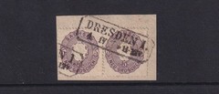 GERMANY – SAXONY 1866 5ng. PURPLE USED PAIR ON PIECE