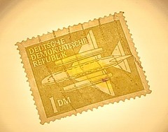 Rare used Airmail GDR stamp (Wz 2 lying), type. auction value 1200 eur