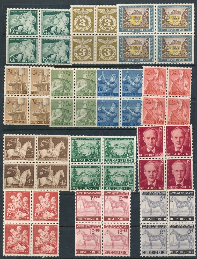 Lot Stamp Germany Blocks WWII Third Reich Horses Labor Forces Horse Carriage MNH