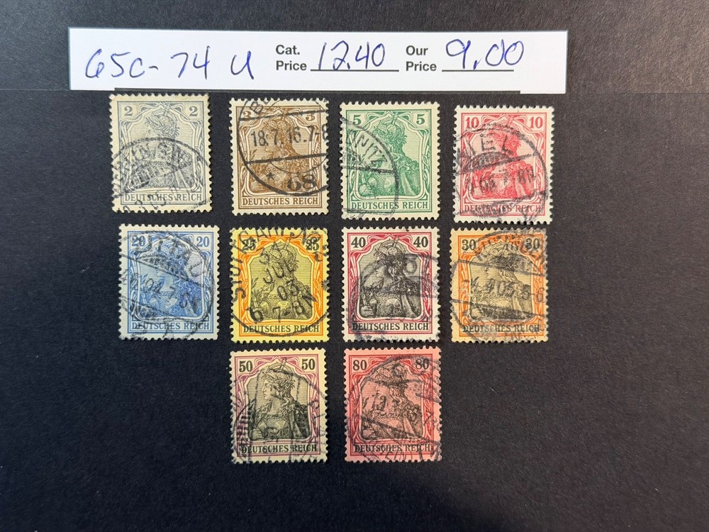 Germany # 65c – 74 Used 2024 Scott Catalogue Value $ 12.40