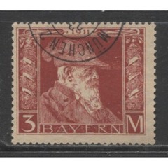 Germany States 1911 BAVARIA 3 Mark Prince Regent Luidpold type II used MÜNCHEN