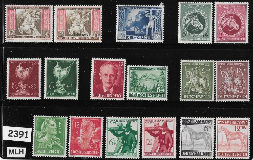 MLH stamp collection Third Reich era Germany 1940s WWII Postage sets #2391
