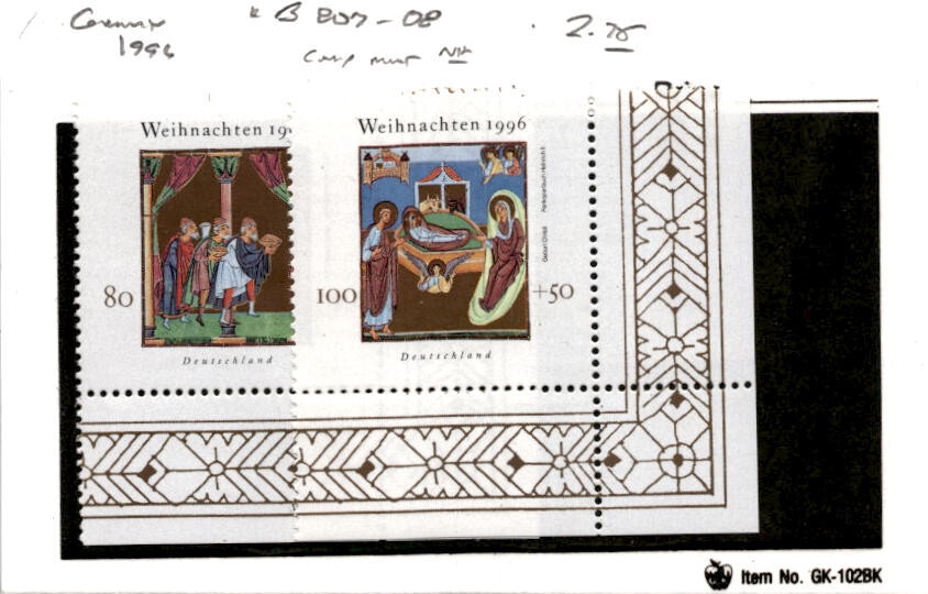 Germany, Postage Stamp, #B807-B808 Mint NH, 1996 Christmas (AB)