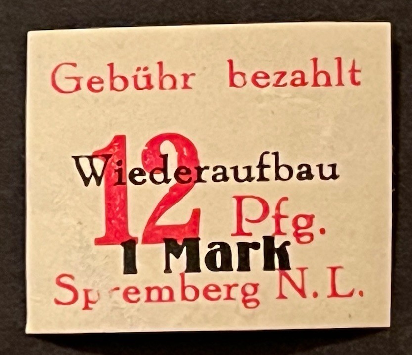 Travelstamps: 1946 Germany Spielberg Local Fee Paid OP Imperf Stamp 1m/12pf MOGH