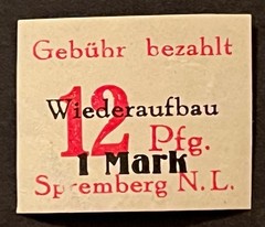 Travelstamps: 1946 Germany Spielberg Local Fee Paid OP Imperf Stamp 1m/12pf MOGH