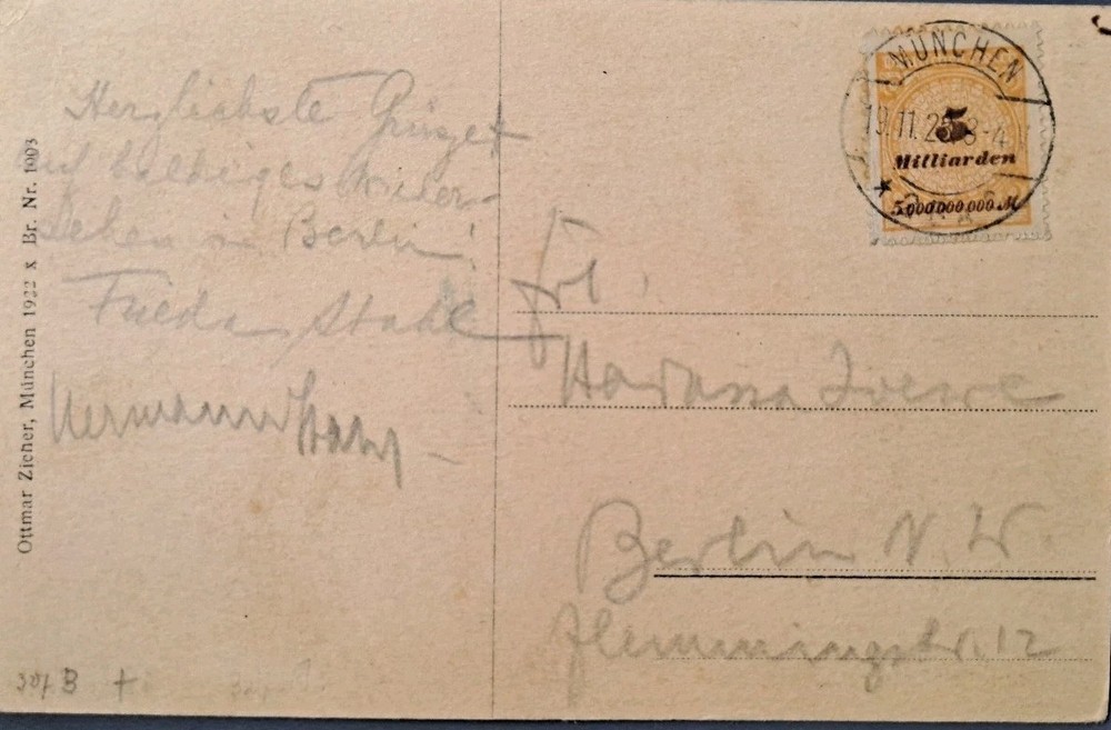 19.11.1923 Germany Munich Berlin Inflation Correct Rate 5000000000 Mk D7