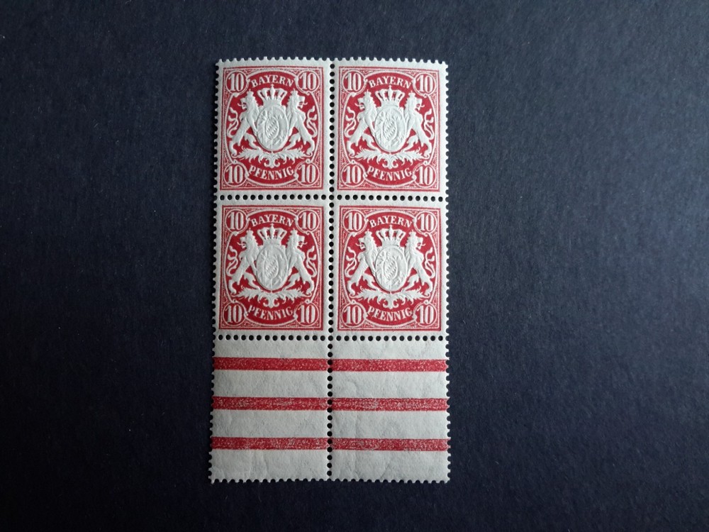 Germany Bavaria 1876 Sc# 34 Bayern Coat of Arms embossed wtrmrk 94 block 4 MNH