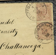 1880s Württemberg to USA Covers Lot x4 Stuttgart Ravensburg 10Pf Pairs Transatla