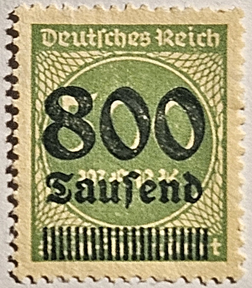 Germany 1923 Weimar Republic, 800 Tausend/500 Marks, Unused Overprint, FREE SHIP