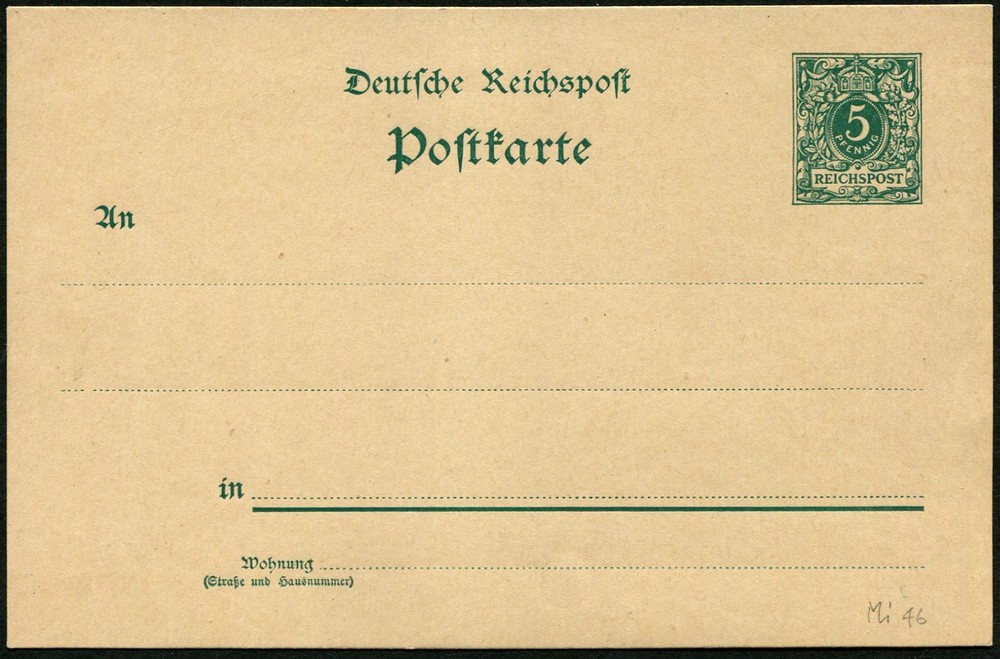 German Empire 5P Stationery Postal Card Unused Crown Europe Deutsche Reichspost