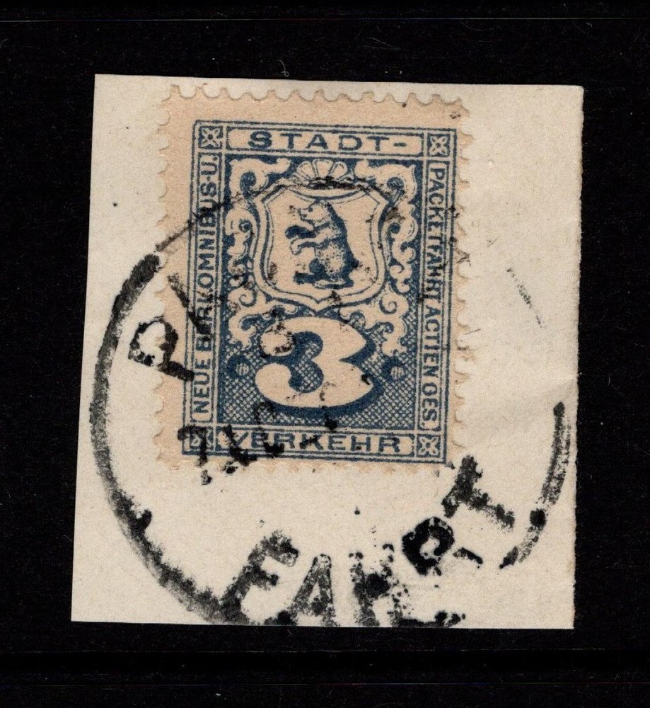 Germany 1890s 3p Berlin Private Post Used On Piece – S58634