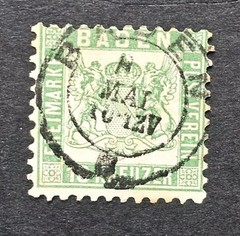 Baden-Germany Mi. 21, SC #24. 18kr vivid green „lebhaftgrun“ 1862. CV €650