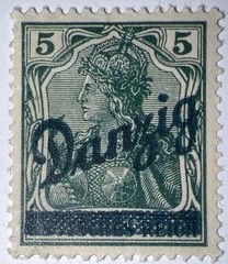 Travelstamps: Germany Danzig Overprint Stamp – 5pf Mi 21 – Mint Og Hinged Wmk