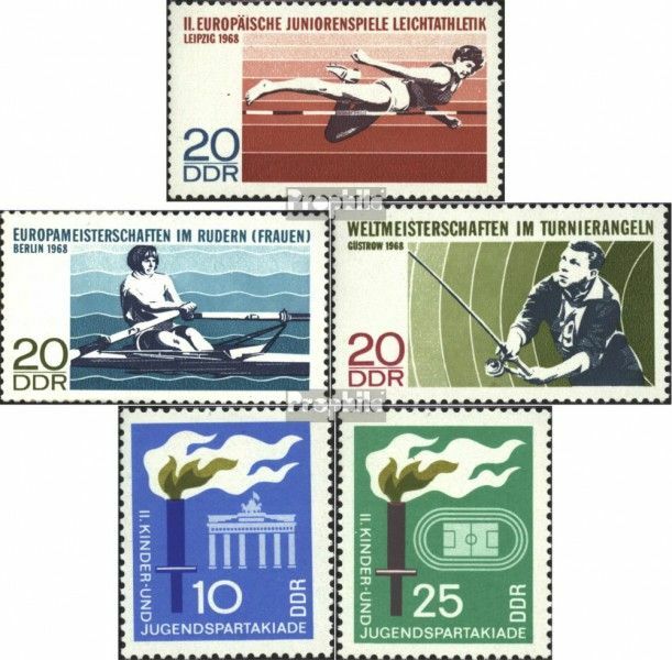 DDR 1372-1374,1375-1376 used 1968 Athletics, Spartakiade