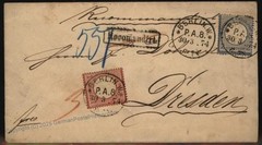 Germany 1874 Lg Eagle Brustschild Mi19 Cover Registered to Dresden 105268