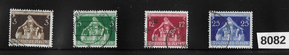 Stamp set 1936 Scott 473 – 476 Germany International Congress of Reich cities