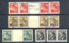 GERMANY 1942/45 WW II- B & M -OVER PRINT CESKO + 3 x BRIDGE PAIR VF