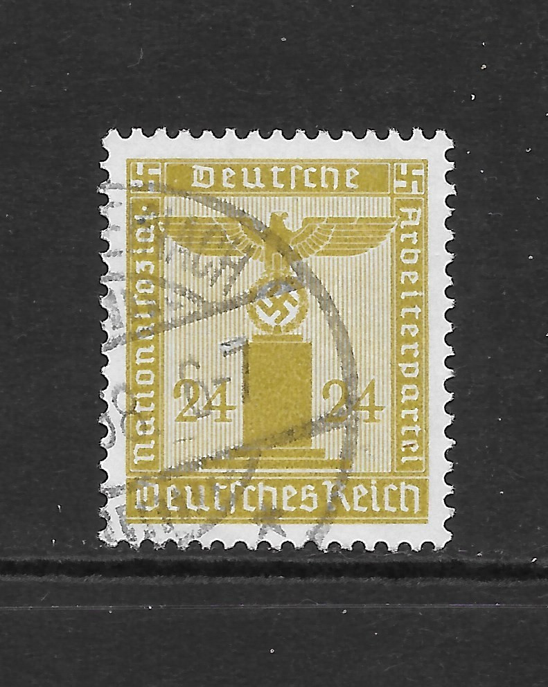 GERMANY SCOTT S9 USED VF – 1938 24pf CITRON FRANCHISE ISSUE (C)