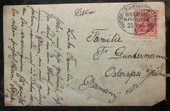 1908 Germany Ship Post RPPC Postcard Cover To Osterspai Bremen New York Cancel
