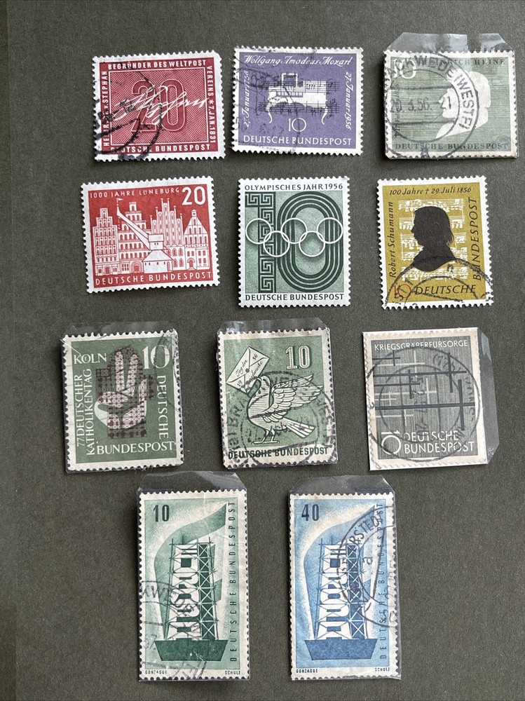 West GERMANY 1956, Mix 11 Stamps, 2 Mints,9 Used,VF Condition, See Photos