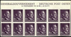 III REICH, GENERALGOUVERNEMENT, ADOLF HITLER, 80 GR., UNPERF., BLOC OF 12, MNH
