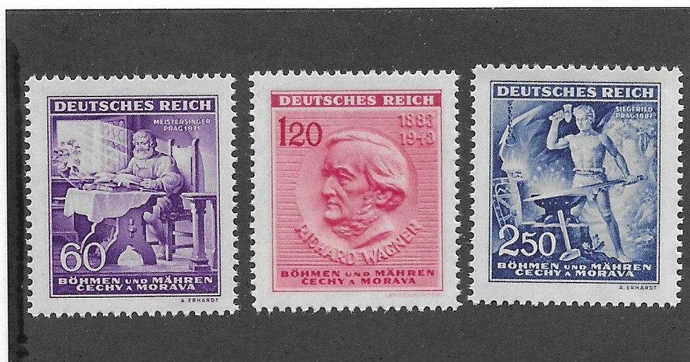 MNH Stamp set Scott 85-87 / Richard Wagner / 1943 German Occupation B a M / WWII