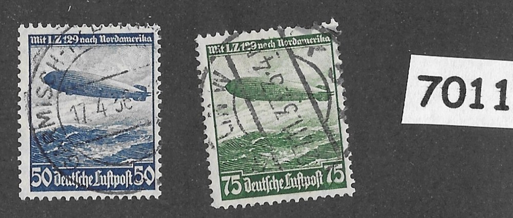 #7011 C57 and C58 Zeppelin set Hindenburg / 1936 / Third Reich era Germany