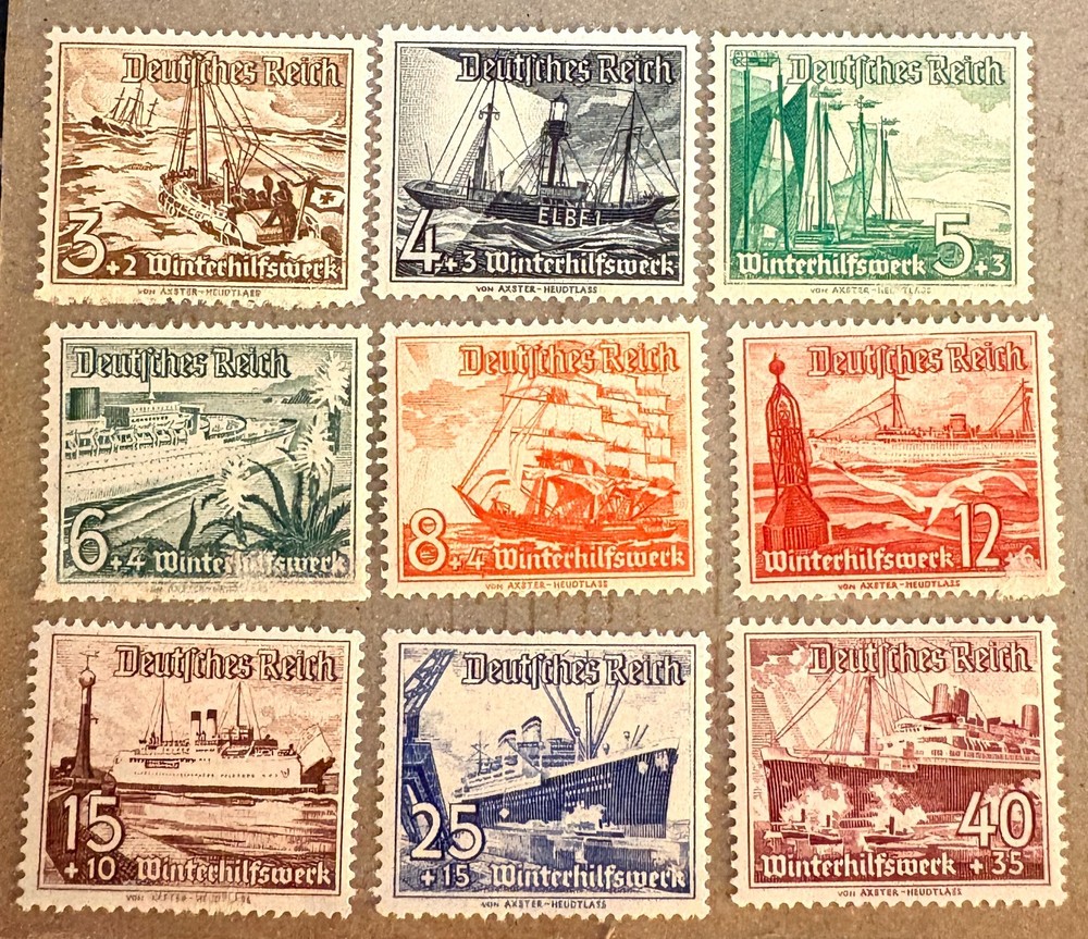 Germany B107-B115 / 1937 Ship Stamps / NH / Faults (See photos)