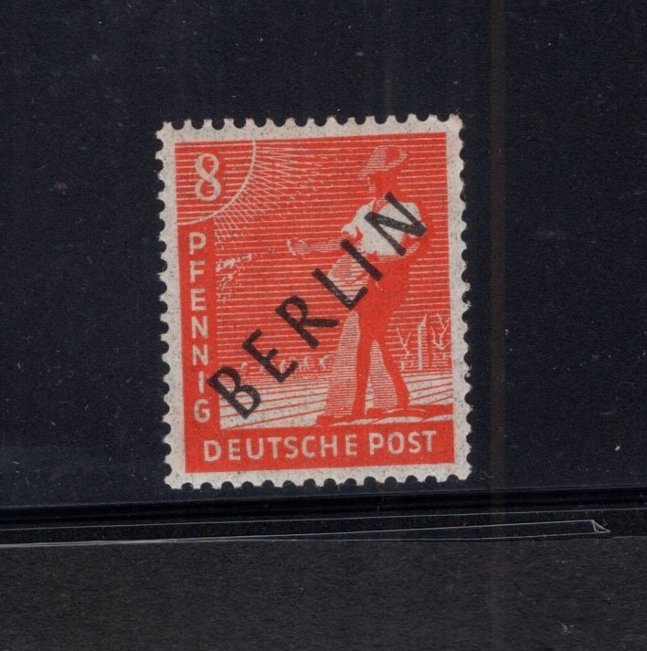 GERMANY NH Black Berlin ovpt 8pf red on very thin paper (Michel 3y)