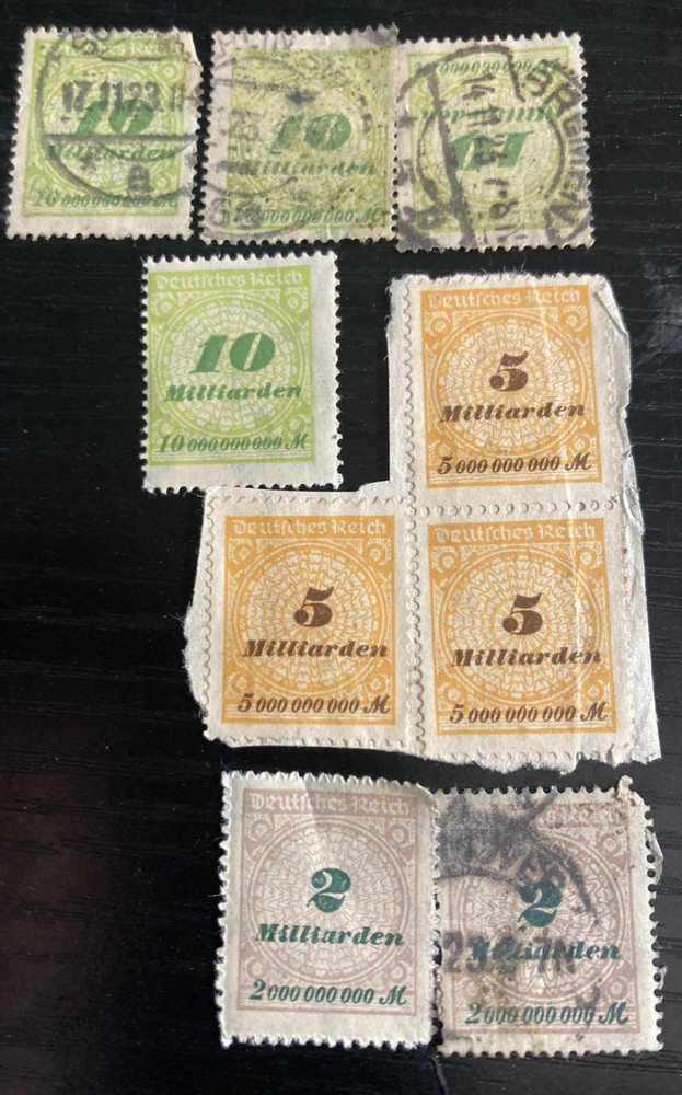 9 MILLIARDEN, Weimar Republic Era German, 1918 – 1923,hyper-inflation stamps