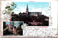 GERMANY 1901 BAYERN POSTAL HISTORY PICT POSTCARD ASCHAFFENBURG ADDR MUNCHEN