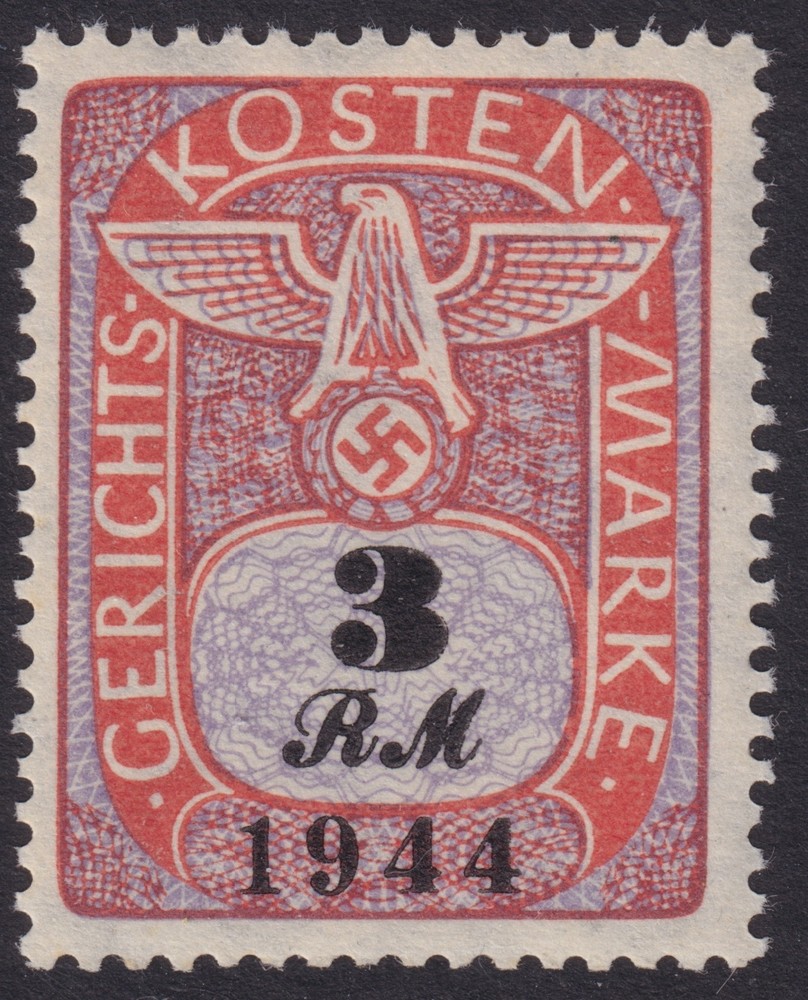 Stamp Germany Poland Revenue WWII Court Document Fee 1944 03 RM MNH
