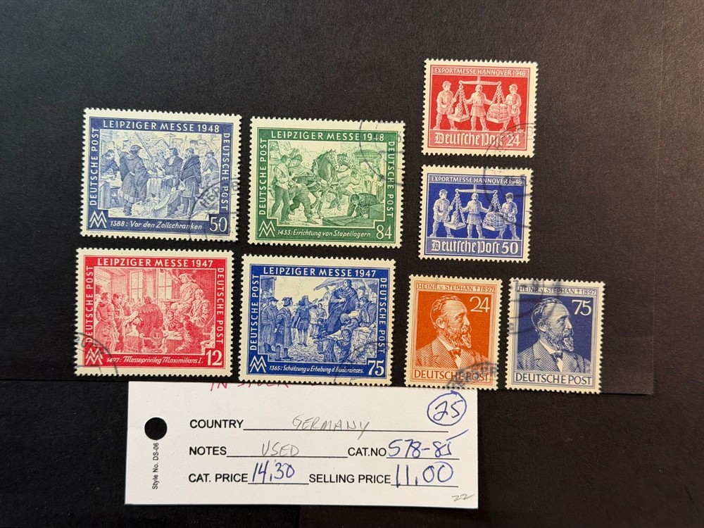 Germany # 578 – 585 Used 2024 Scott Catalogue Value $ 14.30