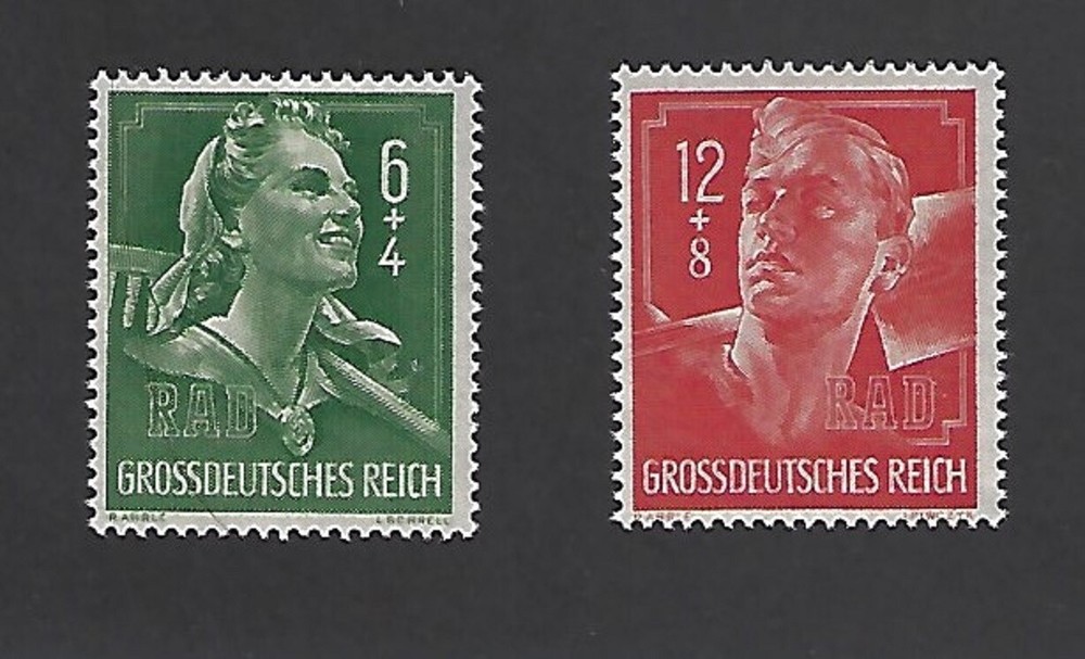 MNH stamp set B281 – 282 / 1944 Hitler Youth / Third Reich / Germany set WWII