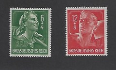 MNH stamp set B281 – 282 / 1944 Hitler Youth / Third Reich / Germany set WWII