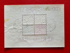 Germany Berlin 1936 XL Olympische Spiele.4 stamp Block.Cancellation 8/14/36.VF+.