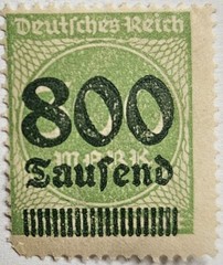 Germany 1923, Inflation Overprint, 800 Thousand Marks Over 300 Marks, MINT, MNH