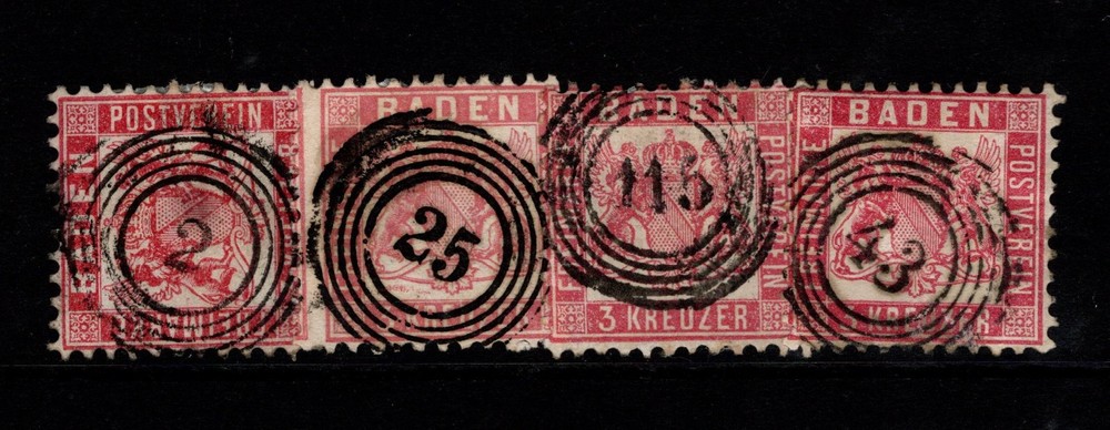 Baden SC# 20 Used / 4 Nice Cancels – S51861