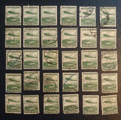 30 Stamp Lot 1936 GERMANY Deutsches Reich Luftpost 75 Pfennig Mi 607 ZEPPELIN