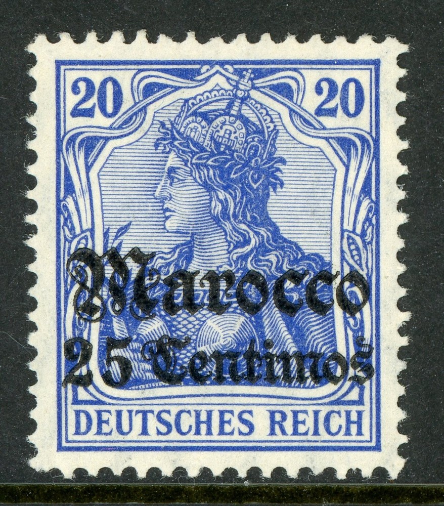GANDALF – Morocco 1905 Germany 25¢/25 pfg Blue Sc #36 Watermarked MNH F634
