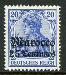 GANDALF – Morocco 1905 Germany 25¢/25 pfg Blue Sc #36 Watermarked MNH F634