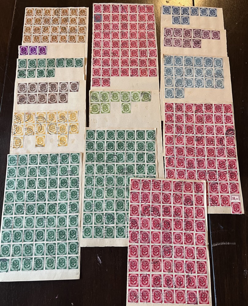 MASSIVE ACCUMULATION LOT GERMANY POSTHORN STAMPS ON PAGES, INCLUDES HIGH DENOMS