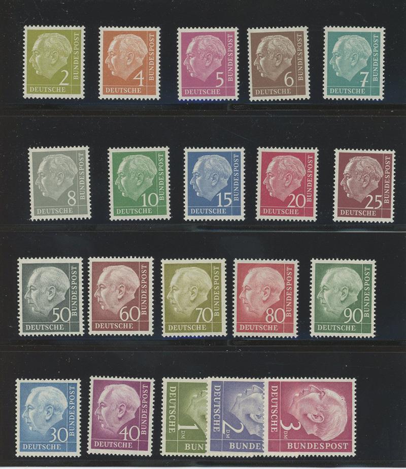 GERMANY SCOTT 702 – 721 MNH THEODOR HEUSS STAMP CAT $225.00 (LOT 2620)