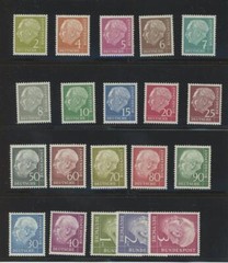 GERMANY SCOTT 702 – 721 MNH THEODOR HEUSS STAMP CAT $225.00 (LOT 2620)