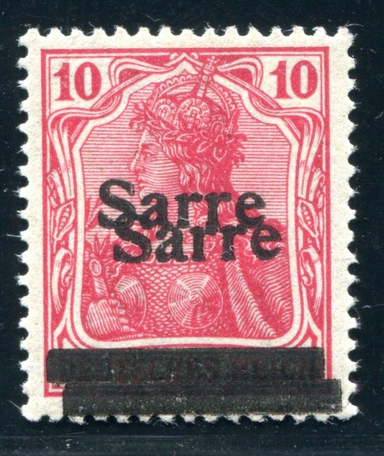 SAAR 1920 6I DD ** MNH double printing signed BRUN etc. 1500€(S4276