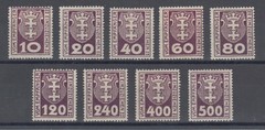 Danzig Mi 1b-9b MLH 1921 dark violet brown Postage Dues, first printing, fresh