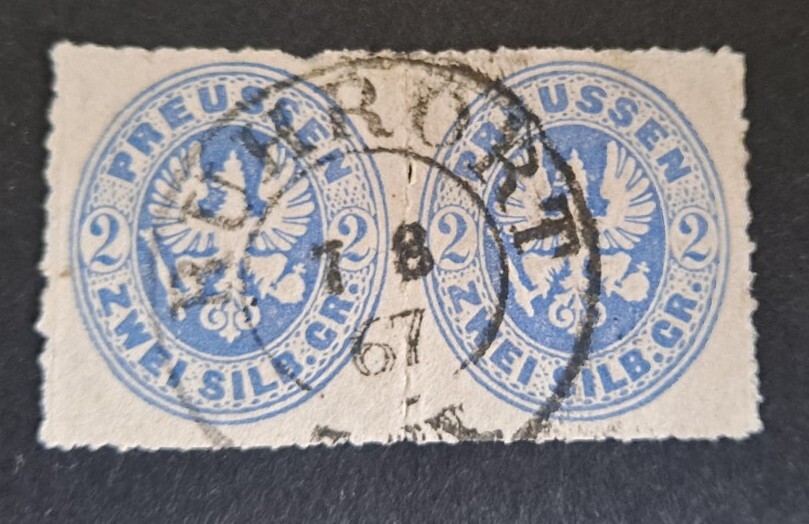 Prussia German States 1861 Michel #17 2 Silb.Gr Pair Of Stamps