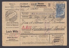 Germany, Sc 69, 79 on 1917 Parcel Post Receipt Card, sound, F-VF