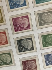 Germany Heuss mnh stamp set on hingeless album pages + fluor types cat £565